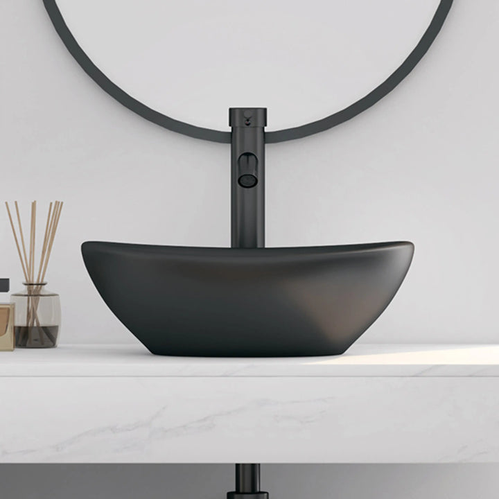 Eclisse 16" Oval Vessel Vitreous China Bathroom Sink with Multiple Colors