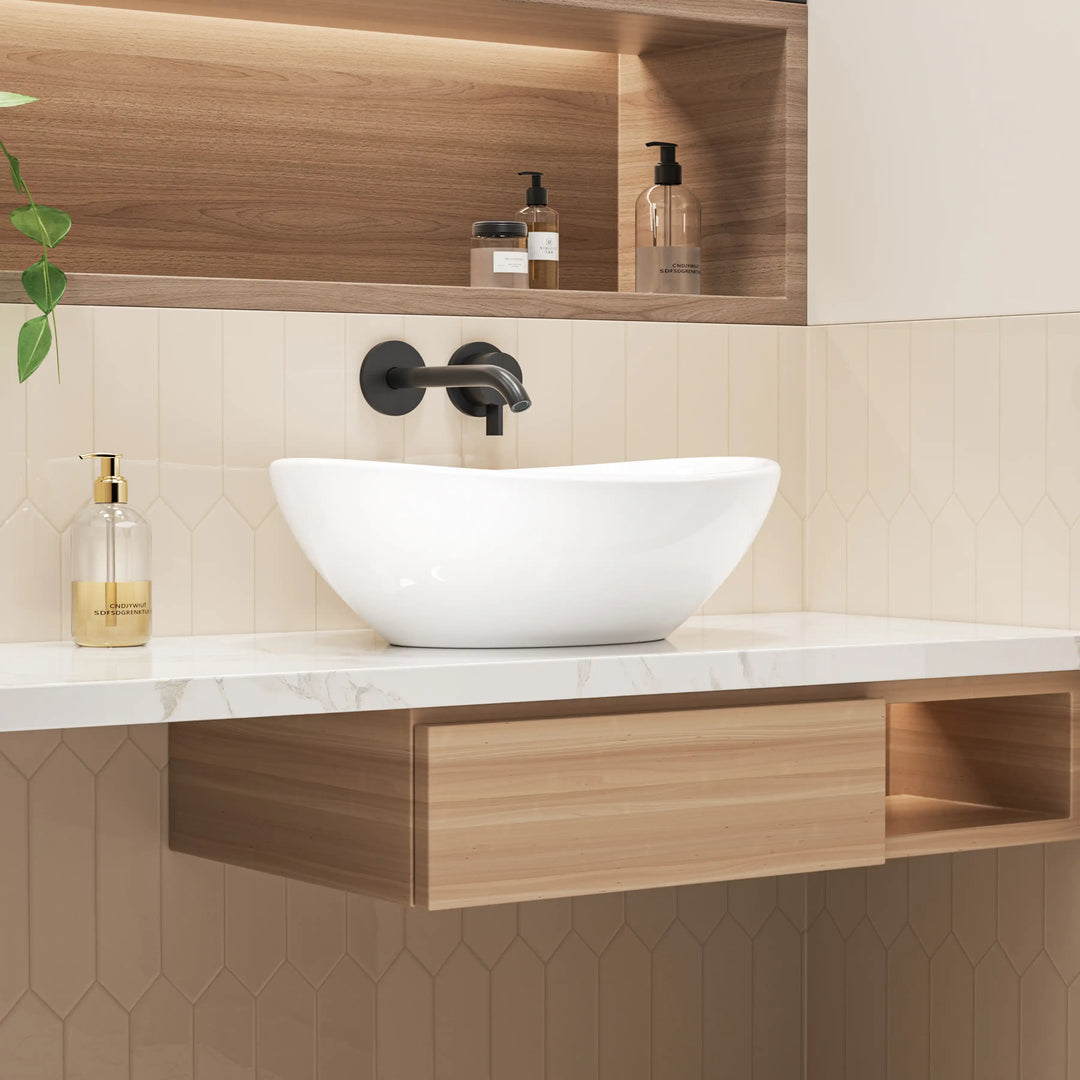 Eclisse 16" Oval Vessel Vitreous China Bathroom Sink with Multiple Colors