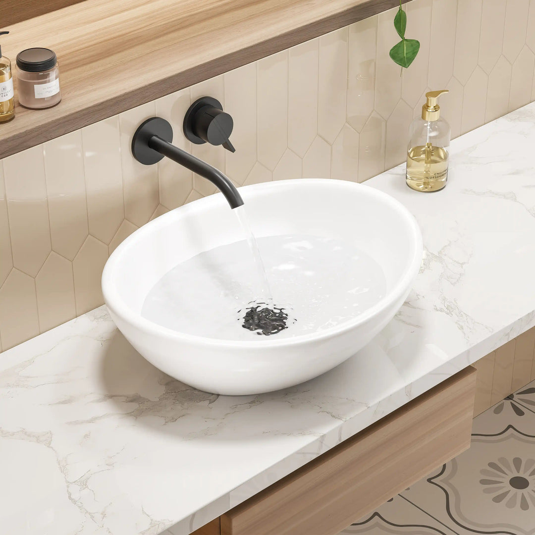 Eclisse 16" Oval Vessel Vitreous China Bathroom Sink with Multiple Colors