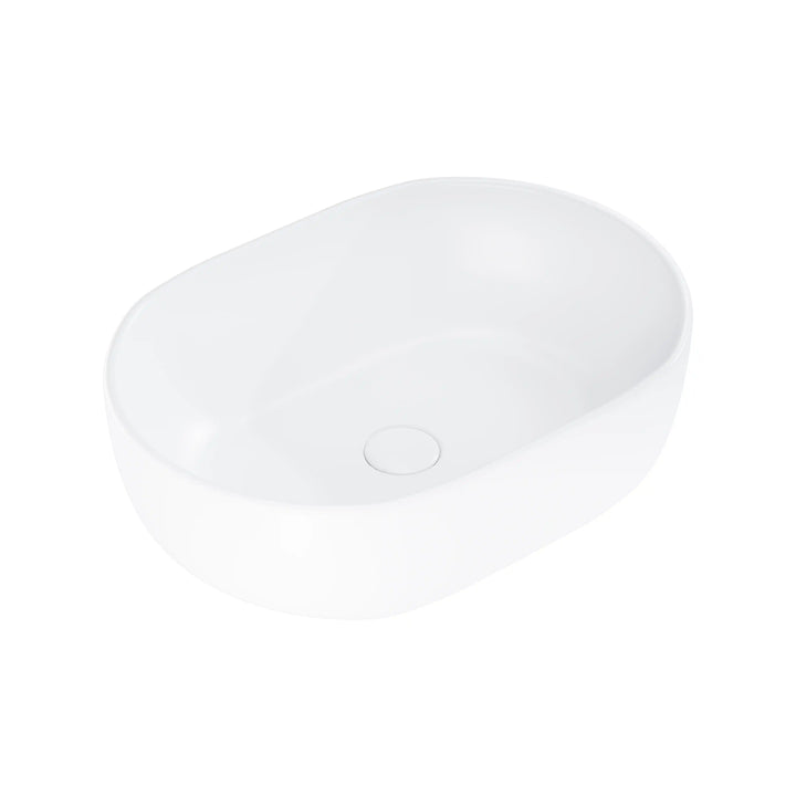 Salerno Oval Vessel White Porcelain Bathroom Sink Available in Multiple Sizes