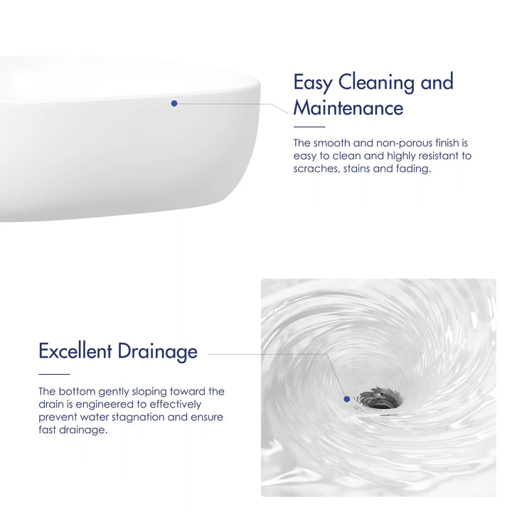 Salerno Oval Vessel White Porcelain Bathroom Sink Available in Multiple Sizes