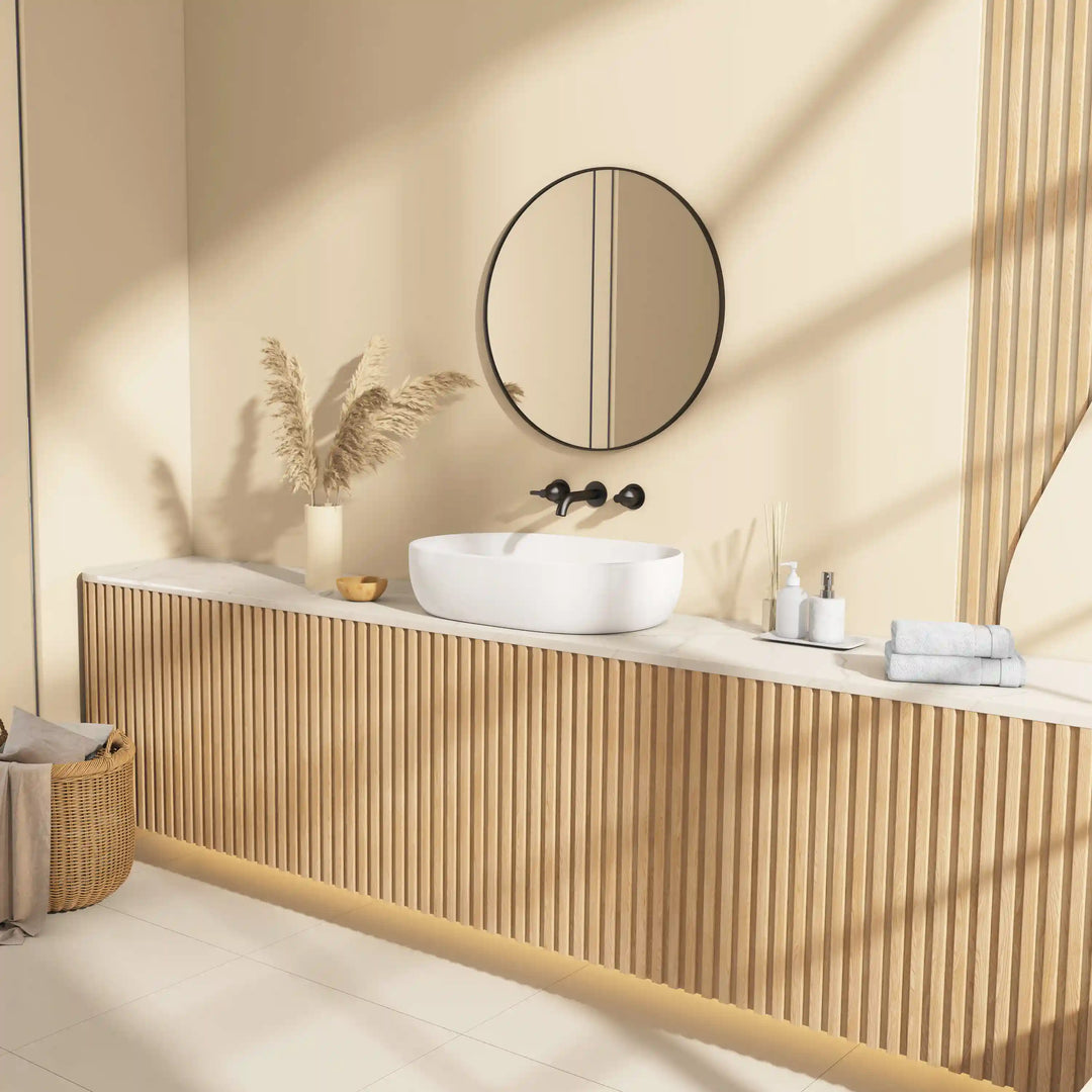 Salerno Oval Vessel White Porcelain Bathroom Sink Available in Multiple Sizes