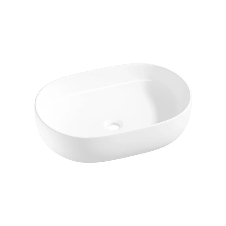 Salerno Oval Vessel White Porcelain Bathroom Sink Available in Multiple Sizes