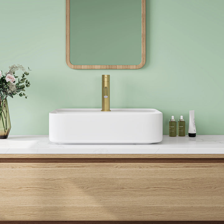 Denbigh 19.5" W x 15.7" D Rectangular Vitreous China Vessel Bathroom Sink
