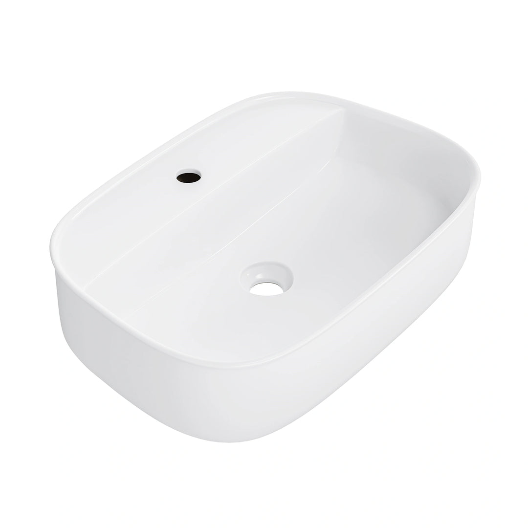 Denbigh 21.7" W x 15" D Vitreous China Rectangular Vessel Bathroom Sink with Faucet Hole