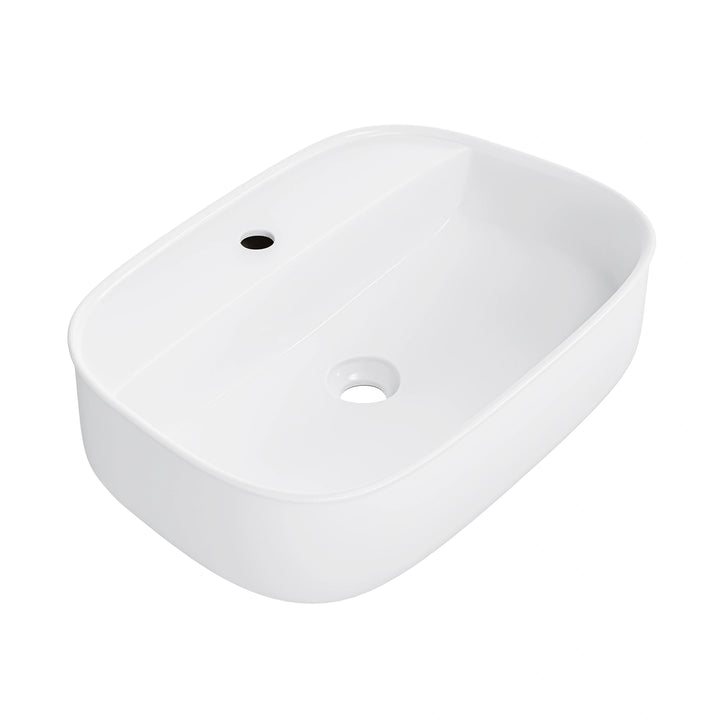 Denbigh 21.7" W x 15" D Vitreous China Rectangular Vessel Bathroom Sink with Faucet Hole