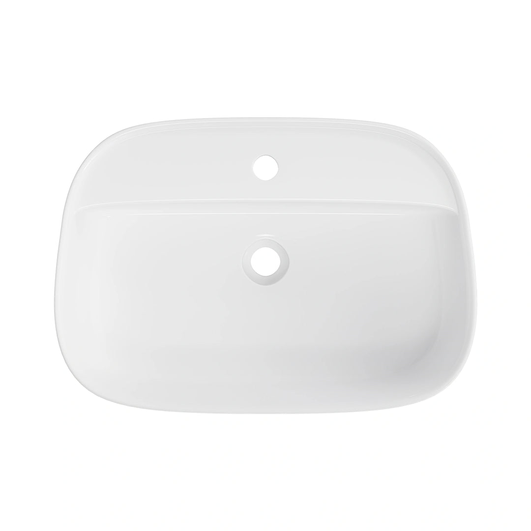 Denbigh 21.7" W x 15" D Vitreous China Rectangular Vessel Bathroom Sink with Faucet Hole