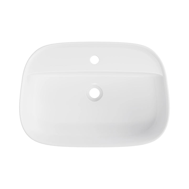 Denbigh 21.7" W x 15" D Vitreous China Rectangular Vessel Bathroom Sink with Faucet Hole