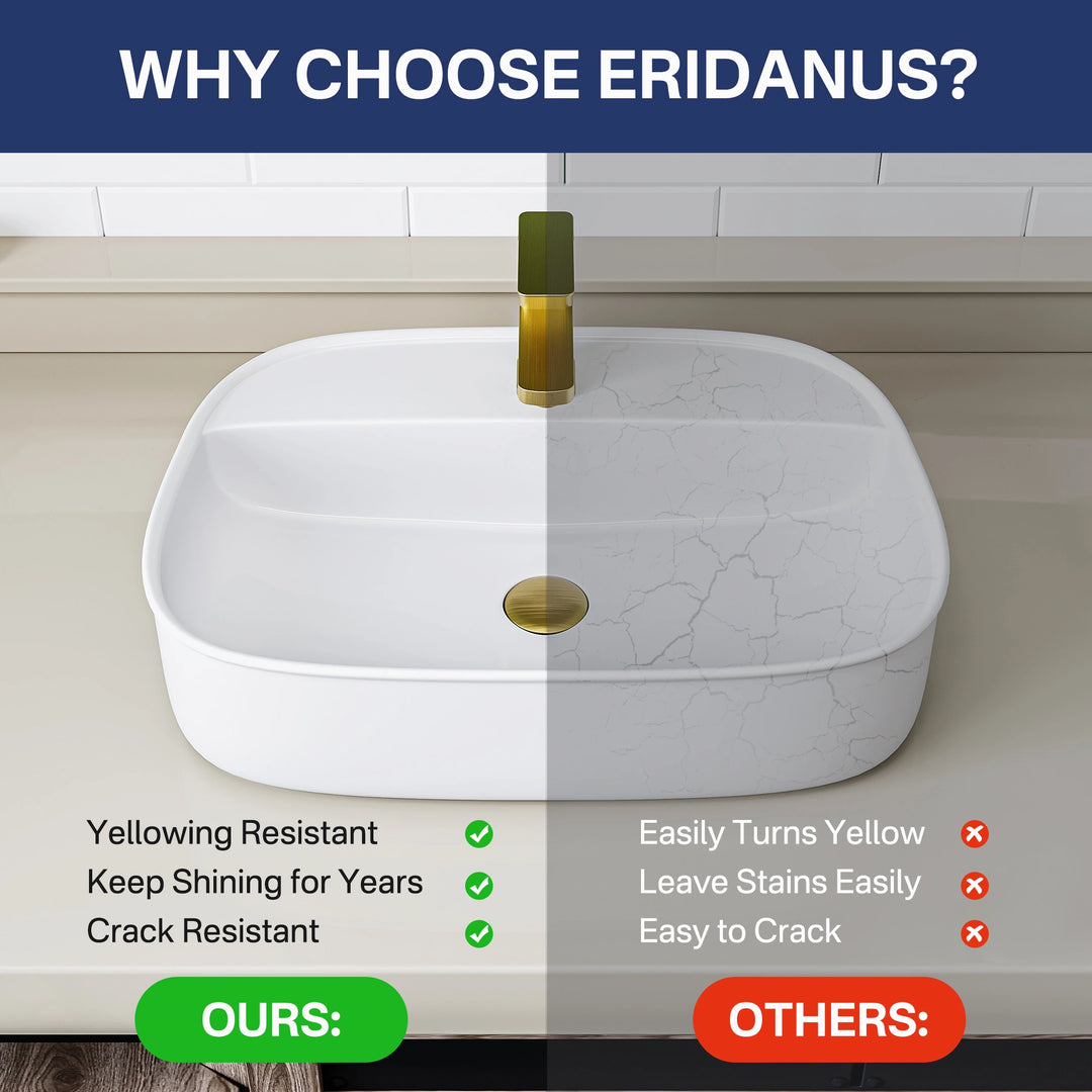 Denbigh 21.7" W x 15" D Vitreous China Rectangular Vessel Bathroom Sink with Faucet Hole