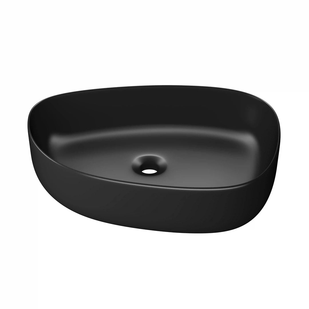 Matte black soft oval vitreous china vessel sink