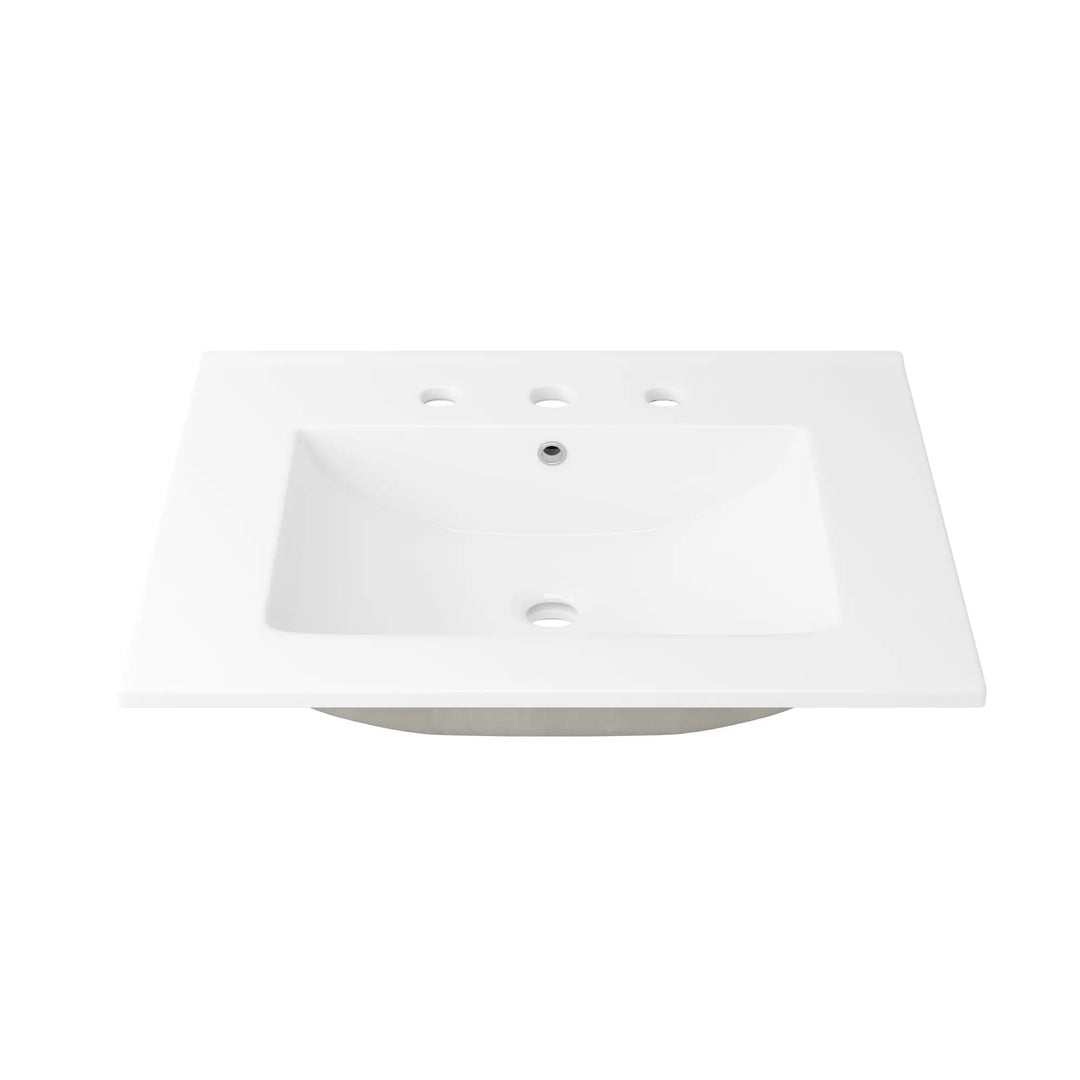 ERIDANUS white vitreous china rectangular vanity sink with 3 holes.