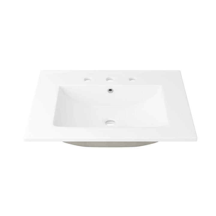 ERIDANUS white vitreous china rectangular vanity sink with 3 holes.