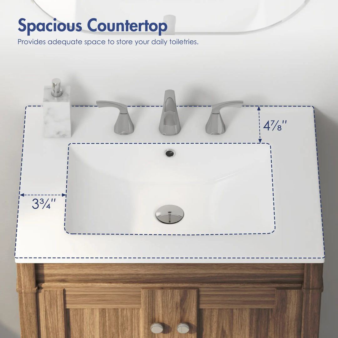 ERIDANUS white vitreous china vanity top with spacious countertop.
