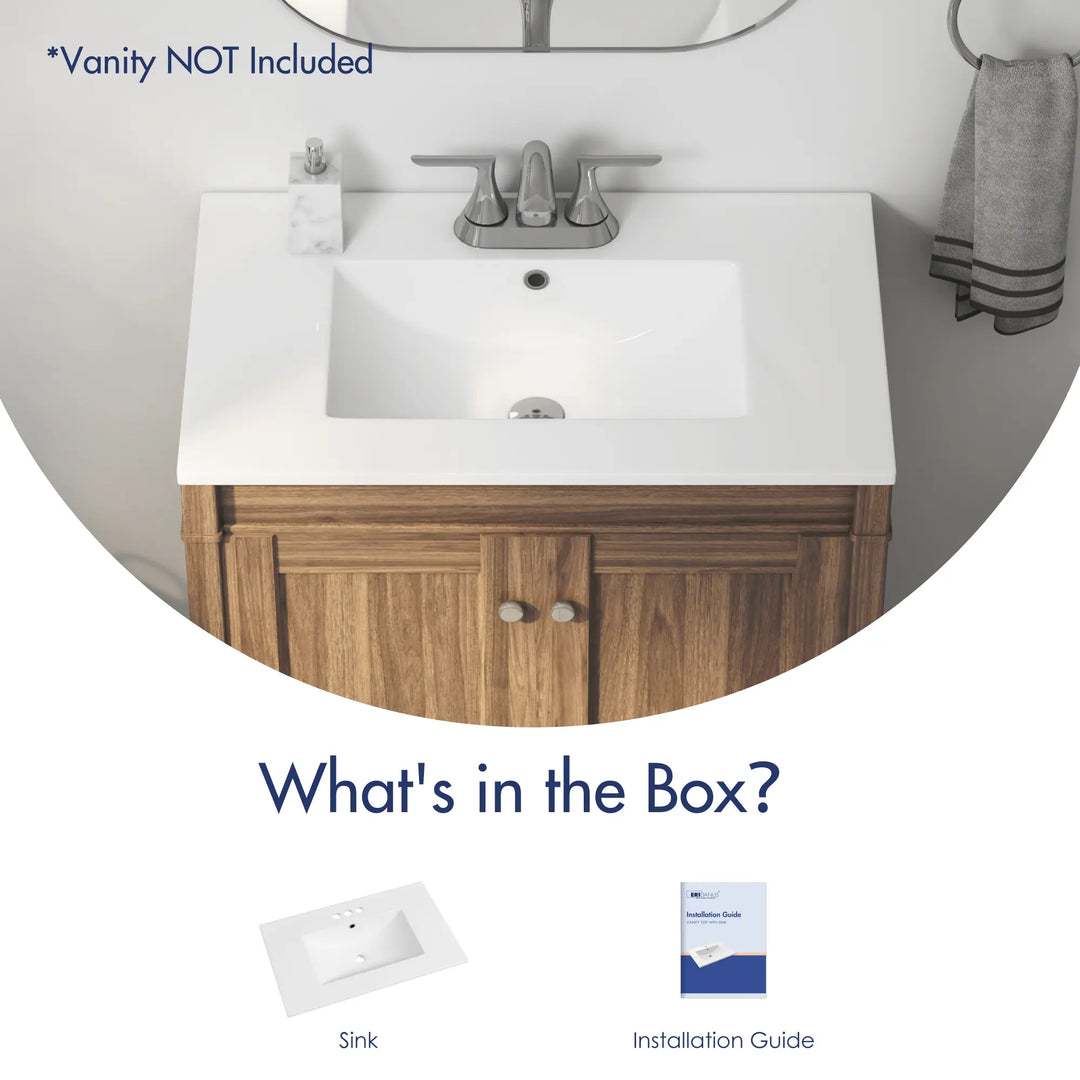 White ceramic 3-hole sink bowl and installation guide