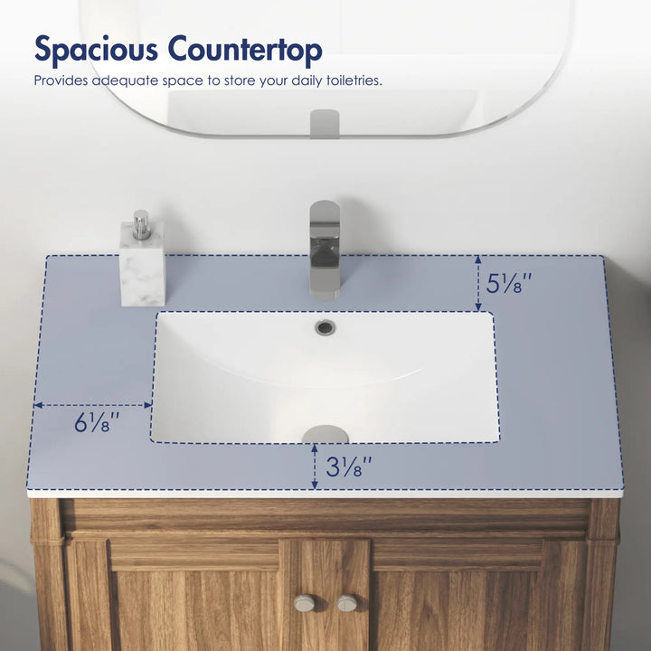 White ceramic drop-in sink with spacious countertop area