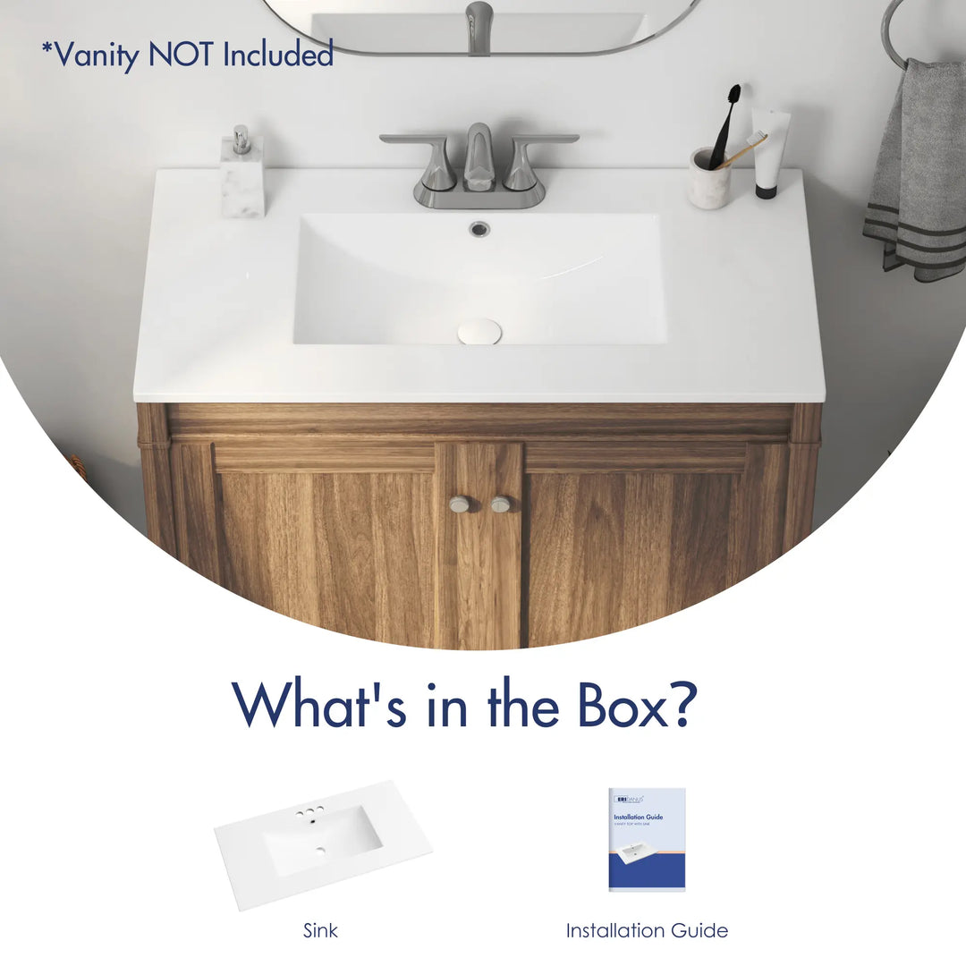 White ceramic vanity top and installation guide