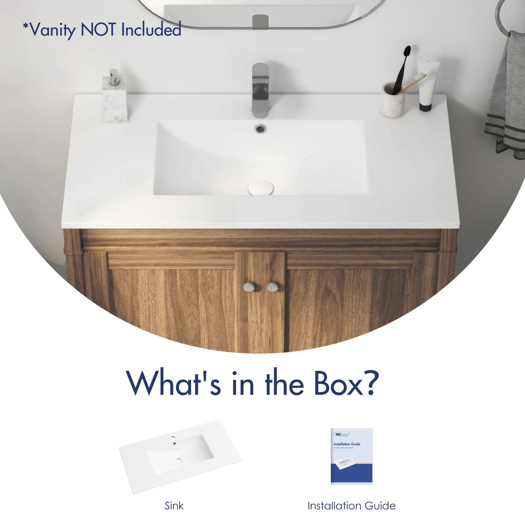 36-inch white ceramic vanity top and installation guide