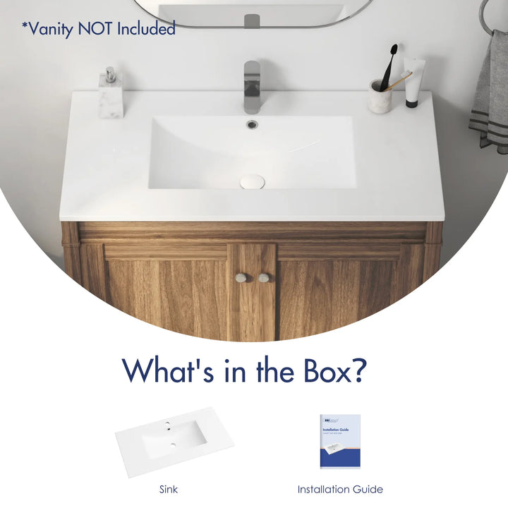 36-inch white ceramic vanity top and installation guide