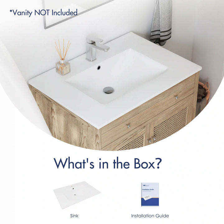 Dayton 31" Rectangular Vanity Top Vitreous China Sink in White with Single Faucet Hole (Sink Only)