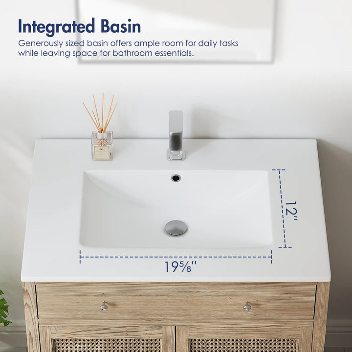 Dayton 31" Rectangular Vanity Top Vitreous China Sink in White with Single Faucet Hole (Sink Only)