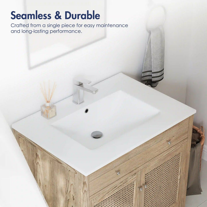 Dayton 31" Rectangular Vanity Top Vitreous China Sink in White with Single Faucet Hole (Sink Only)