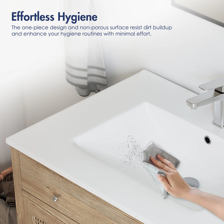Dayton 31" Rectangular Vanity Top Vitreous China Sink in White with Single Faucet Hole (Sink Only)