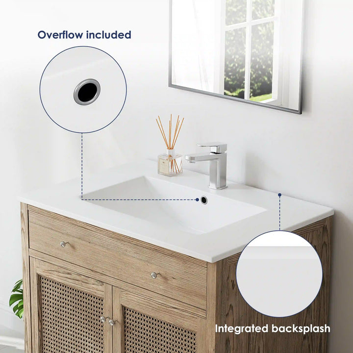 Dayton 31" Rectangular Vanity Top Vitreous China Sink in White with Single Faucet Hole (Sink Only)