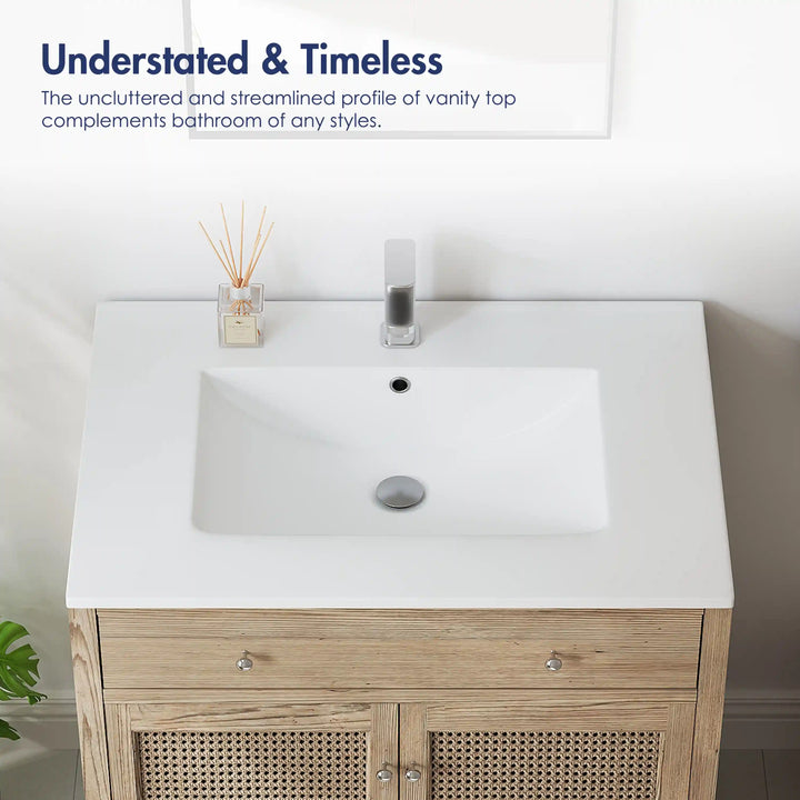 Dayton 31" Rectangular Vanity Top Vitreous China Sink in White with Single Faucet Hole (Sink Only)