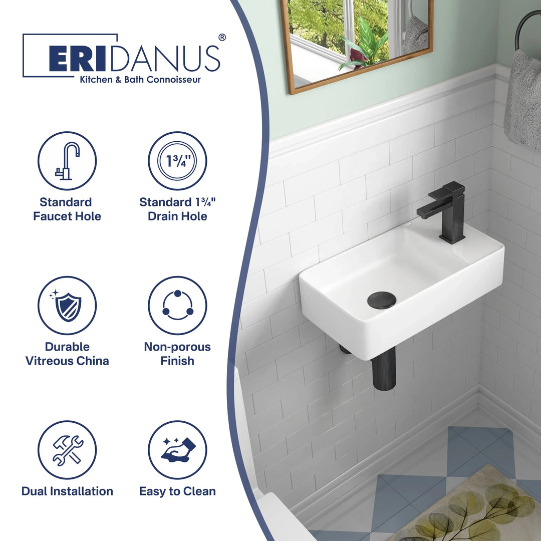 White ceramic sink with standard holes, durable finish, and key features