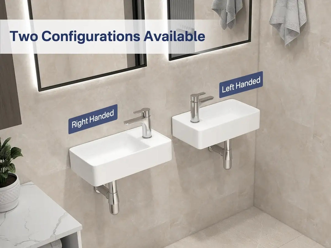 Dimension diagram of wall-mounted ceramic sink showing detailed measurements