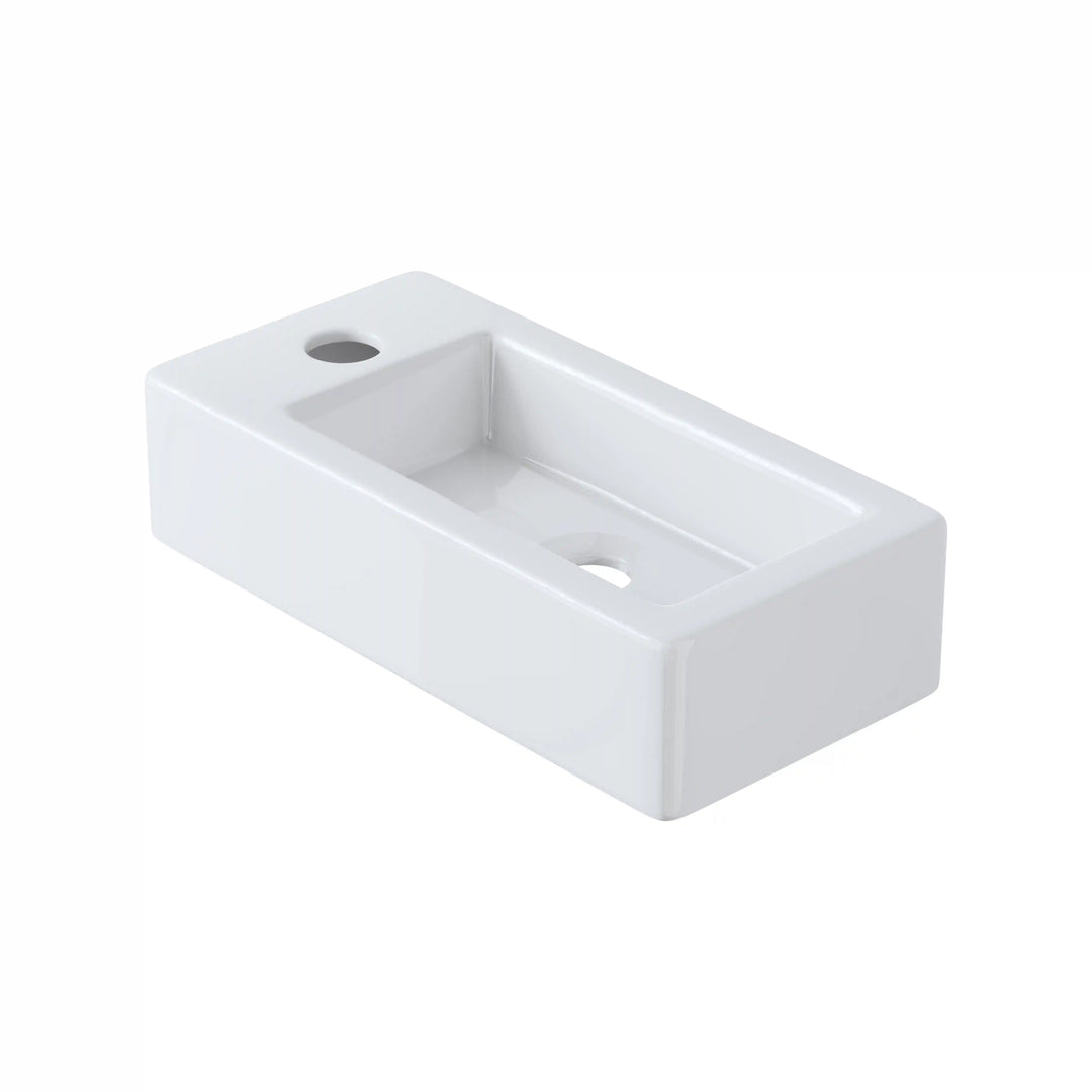 Eridanus 14.5" Compact Wall-Mount Sink – Rectangular Ceramic Basin, White