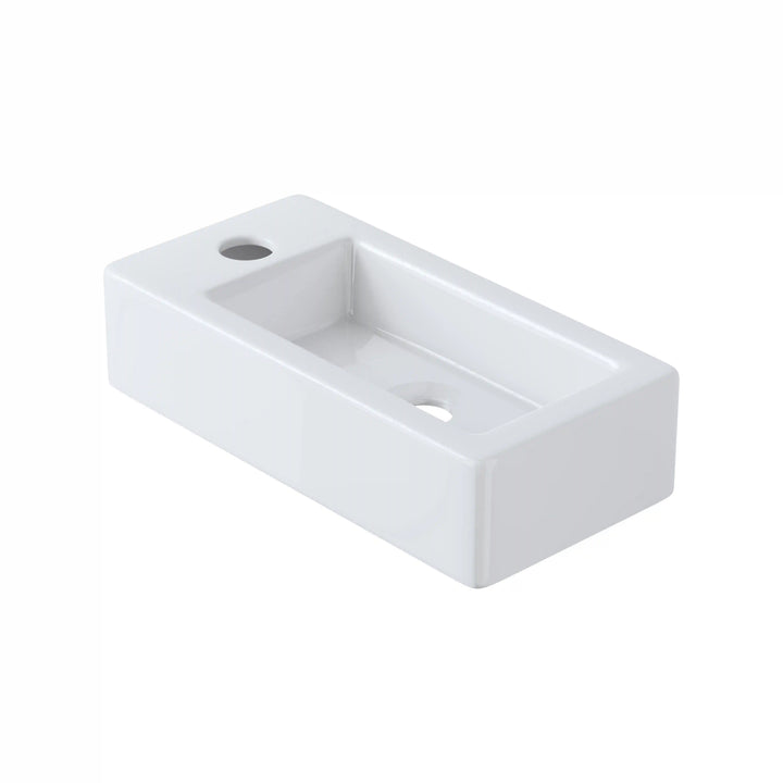 Eridanus 14.5" Compact Wall-Mount Sink – Rectangular Ceramic Basin, White