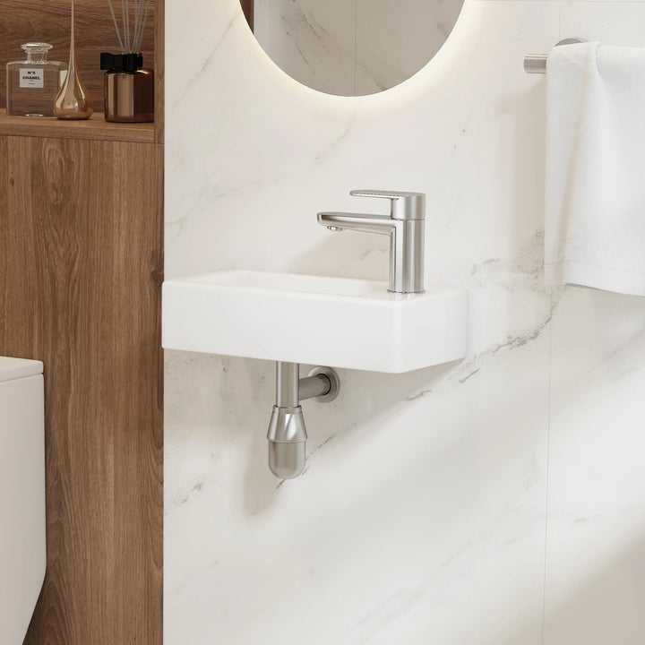 Eridanus 14.5" Compact Wall-Mount Sink – Rectangular Ceramic Basin, White