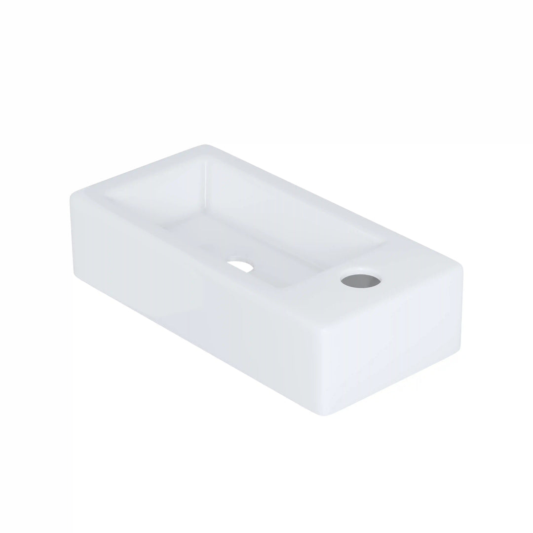 Eridanus 14.5" Compact Wall-Mount Sink – Rectangular Ceramic Basin, White