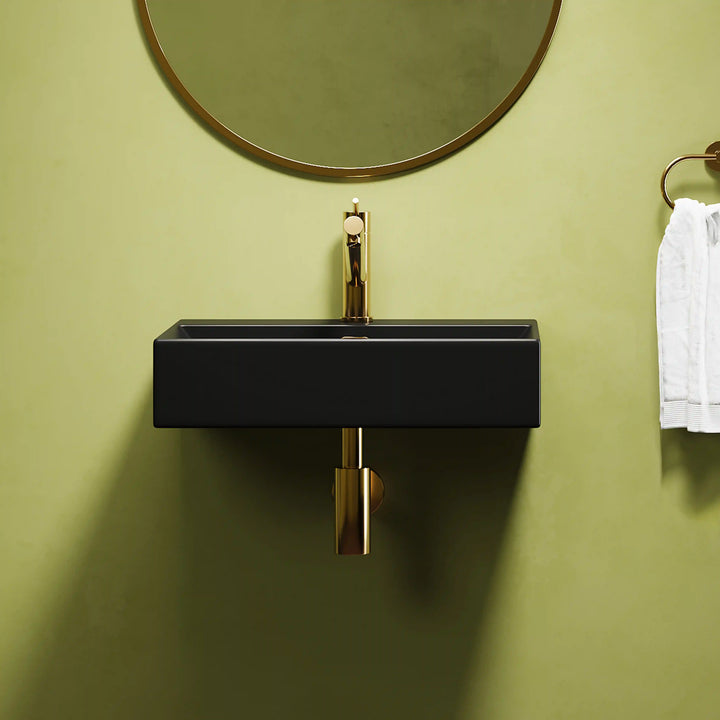 Turner 24" Rectangular Vessel Vitreous China Wall Mount Bathroom Sink with Overflow, Multiple Colors