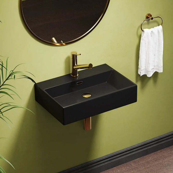 Turner 24" Rectangular Vessel Vitreous China Wall Mount Bathroom Sink with Overflow, Multiple Colors