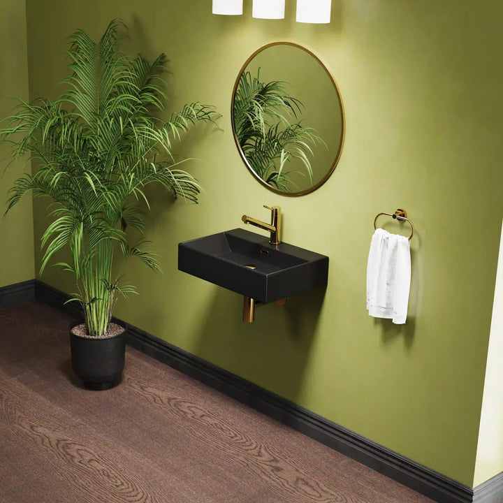 Turner 24" Rectangular Vessel Vitreous China Wall Mount Bathroom Sink with Overflow, Multiple Colors