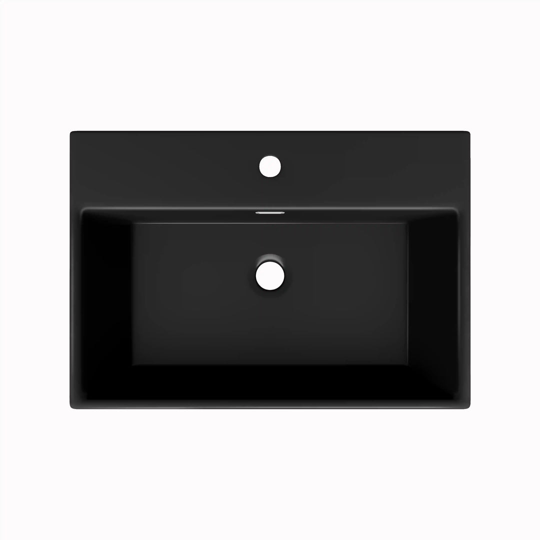 Turner 24" Rectangular Vessel Vitreous China Wall Mount Bathroom Sink with Overflow, Multiple Colors