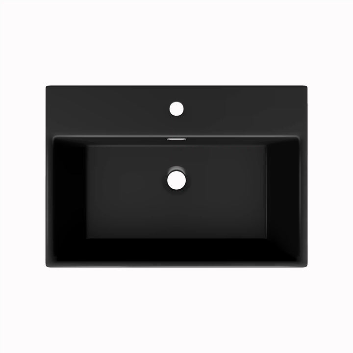 Turner 24" Rectangular Vessel Vitreous China Wall Mount Bathroom Sink with Overflow, Multiple Colors