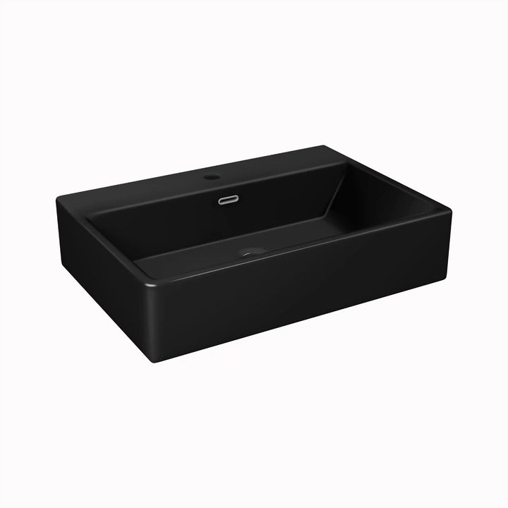 Turner 24" Rectangular Vessel Vitreous China Wall Mount Bathroom Sink with Overflow, Multiple Colors