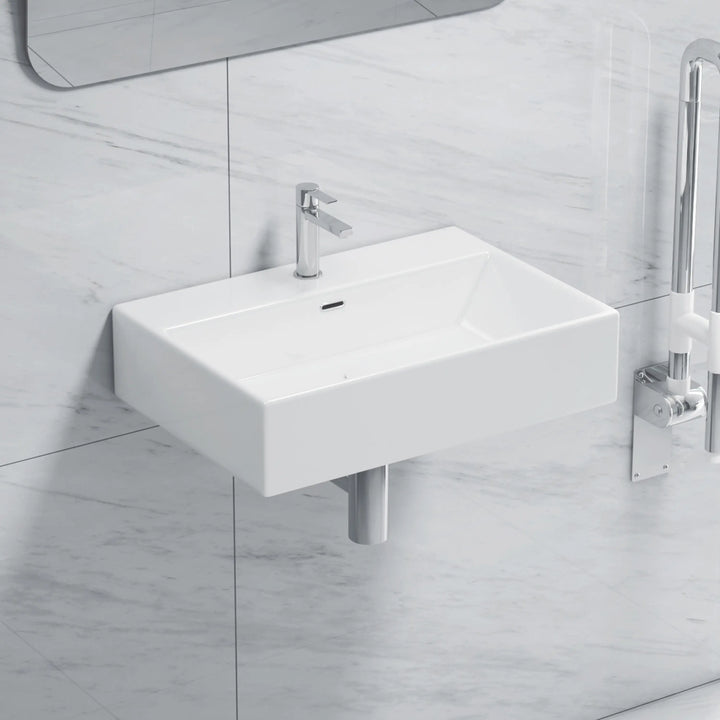 Turner 24" Rectangular Vessel Vitreous China Wall Mount Bathroom Sink with Overflow, Multiple Colors