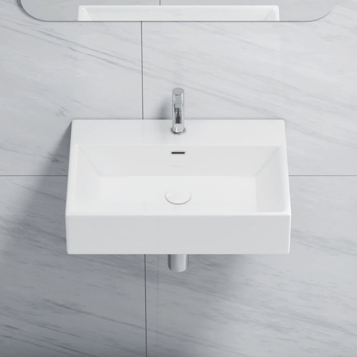 Turner 24" Rectangular Vessel Vitreous China Wall Mount Bathroom Sink with Overflow, Multiple Colors