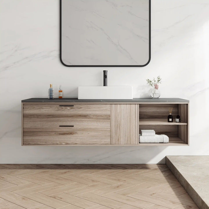 Turner 24" Rectangular Vessel Vitreous China Wall Mount Bathroom Sink with Overflow, Multiple Colors