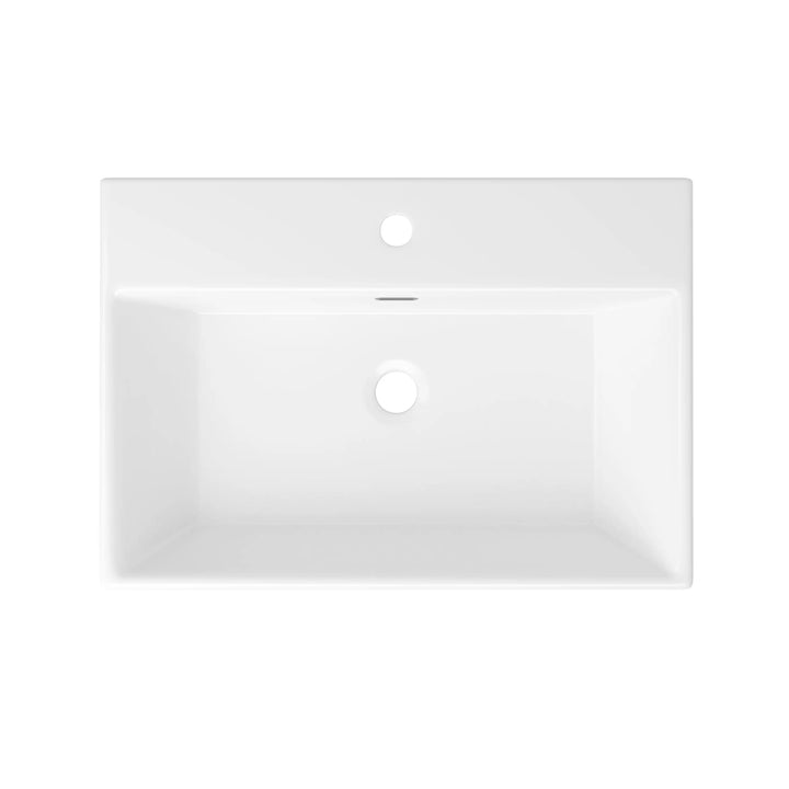 Turner 24" Rectangular Vessel Vitreous China Wall Mount Bathroom Sink with Overflow, Multiple Colors