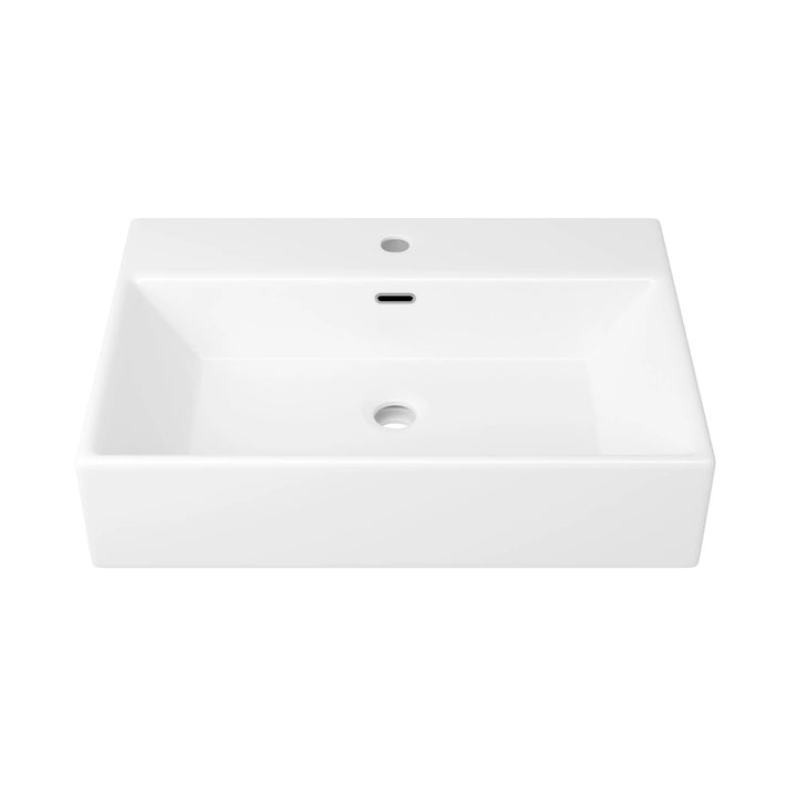Turner 24" Rectangular Vessel Vitreous China Wall Mount Bathroom Sink with Overflow, Multiple Colors