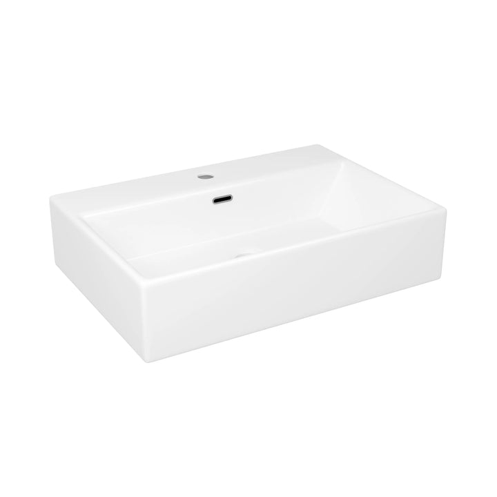 Turner 24" Rectangular Vessel Vitreous China Wall Mount Bathroom Sink with Overflow, Multiple Colors