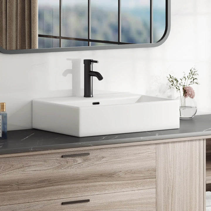 Turner 24" Rectangular Vessel Vitreous China Wall Mount Bathroom Sink with Overflow, Multiple Colors