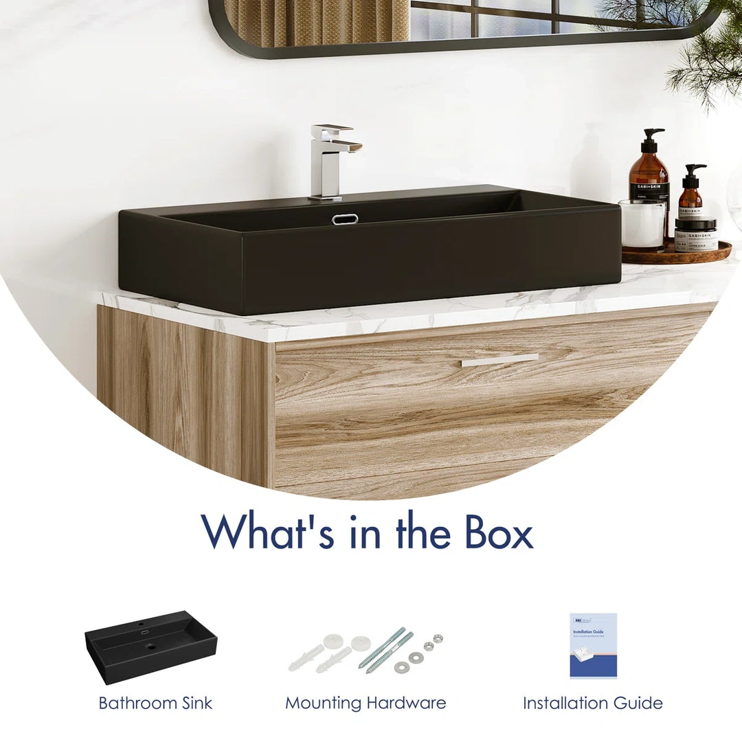 Matte black sink including mounting hardware and installation guide