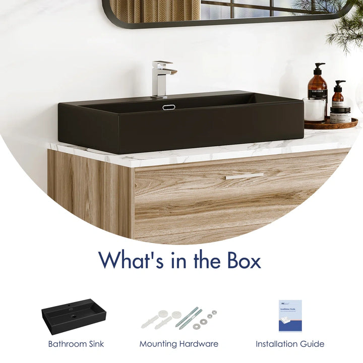 Matte black sink including mounting hardware and installation guide