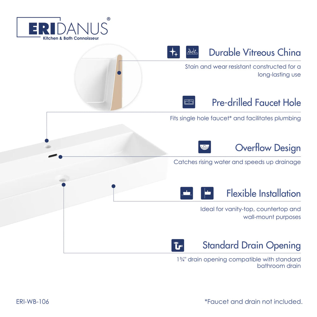 White ceramic wall-mount and vessel sink features
